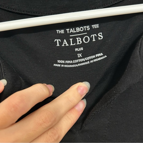 Talbots Tee Women’s Plus 1X Black Short Sleeve 100% Pima Cotton Top Basic - Picture 3 of 8